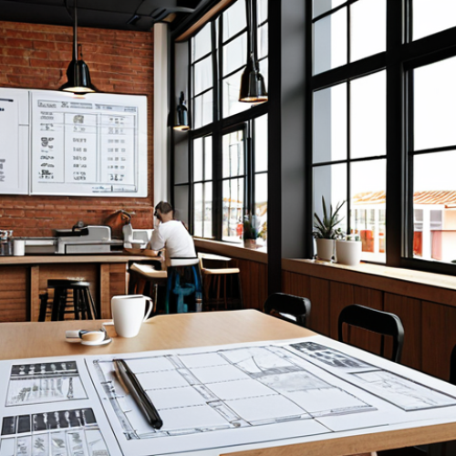 Home 4 The Blueprint and The Bill**
A realistic, high-detail image of a modern cafe interior under construction or just completed, still showing some elements of the process. In the foreground, there are blueprints, financial spreadsheets, and construction tools laid out on a table, alongside an open laptop displaying complex cost breakdowns. The background features a partially furnished, inviting cafe space with large windows, hints of a stylish coffee bar, and empty tables. The overall atmosphere conveys a blend of hopeful ambition and the stark reality of the financial and logistical challenges involved in opening a hospitality business. Soft, natural light illuminates the scene, emphasizing both the dream and the detailed preparation.
2. **Prompt for