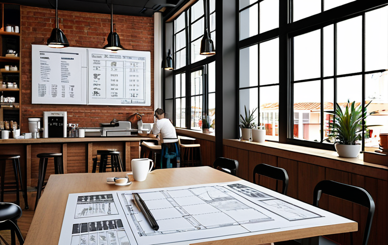 The Blueprint and The Bill**
A realistic, high-detail image of a modern cafe interior under construction or just completed, still showing some elements of the process. In the foreground, there are blueprints, financial spreadsheets, and construction tools laid out on a table, alongside an open laptop displaying complex cost breakdowns. The background features a partially furnished, inviting cafe space with large windows, hints of a stylish coffee bar, and empty tables. The overall atmosphere conveys a blend of hopeful ambition and the stark reality of the financial and logistical challenges involved in opening a hospitality business. Soft, natural light illuminates the scene, emphasizing both the dream and the detailed preparation.
2. **Prompt for